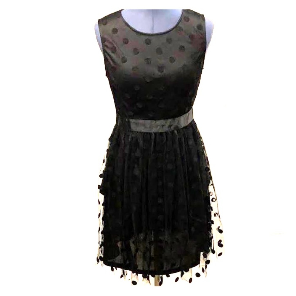 Lucy in Paris fit and flare polka dot lace dress.